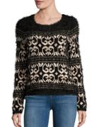 Design Lab Lord & Taylor Simon Eyelash-knit Crewneck Scroll Sweater