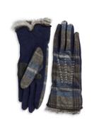 Echo Touch Fur Cuff Plaid Gloves