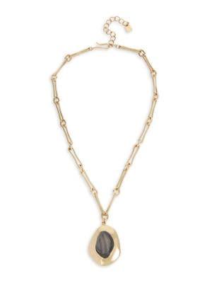 Robert Lee Morris Soho Gray Mood Goldtone Sculptural Pendant Necklace