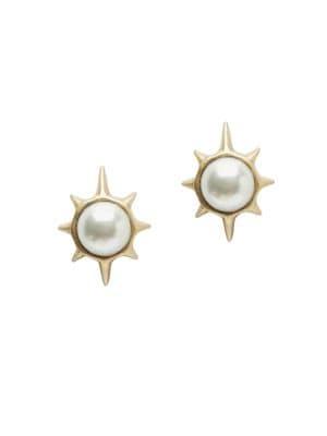 Sole Society Burnished Goldtone & Faux Pearl Sunburst Stud Earrings
