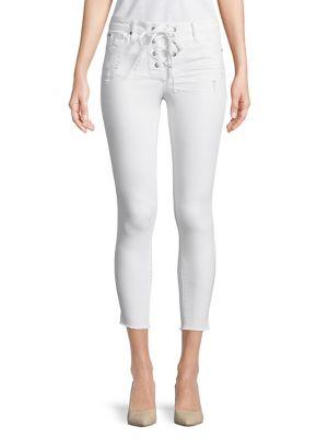 Design Lab Lord & Taylor Cropped Lace-up Jeans