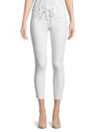 Design Lab Lord & Taylor Cropped Lace-up Jeans
