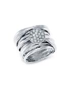 Effy Diamond And 14k White Gold Stacked Ring