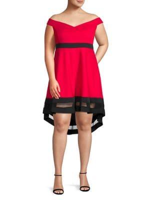 Quiz Curve Plus Plus Off-the-shoulder Fit-&-flare Dress