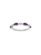 Lord & Taylor Amethyst, White Topaz And Sterling Silver Band Ring