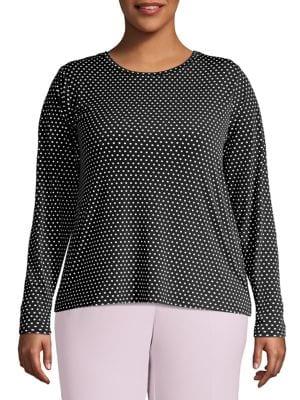 Michael Michael Kors Plus Polka-dot Long-sleeve Top