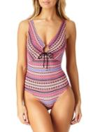 Anne Cole One-piece Printed V-neck Swimsuit