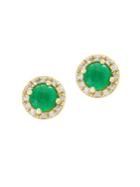 Effy Brasilica Diamond And Emerald 14k Gold Halo Stud Earrings