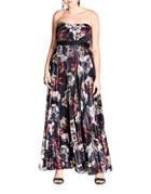 City Chic Plus Floral Pleated Maxi Dress