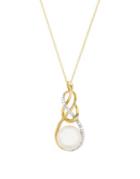 Lord & Taylor White Freshwater Pearl, Diamond And 14k Yellow Gold Pendant Necklace