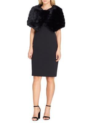 Tahari Brooch Faux Fur Cape