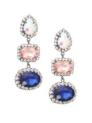 Design Lab Triple-stone Linear Drop Earrings
