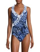 Tommy Bahama Sketchbook Blossom Ruffled One Piece Swimsuit