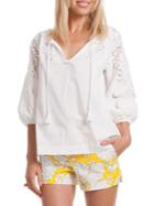 Trina Turk Tassel V-neck Cotton Top