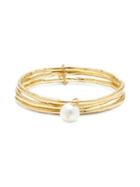 Sole Society 3-pack 13mm Freshwater Pearl Goldtone Bangle Set