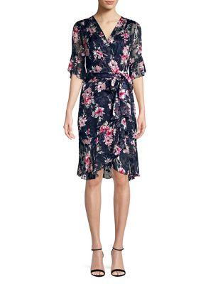 Elie Tahari Floral Wrap Front Dress