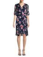 Elie Tahari Floral Wrap Front Dress