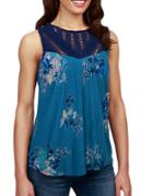 Lucky Brand Lace Yoke Floral Top