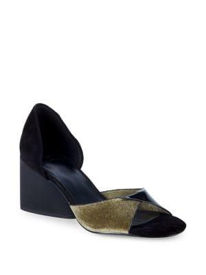H Halston Lia Folded Velvet Cutout Pumps