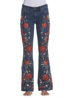 Driftwood Farrah Embroidered Flare Hem Jeans