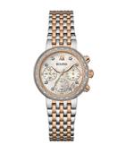 Bulova Ladies' Diamond Two-tone Chronograph Watch, 0.13 Tcw - 98r215