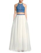 Blondie Nites Two-piece Beaded Halterneck Top And Ball Skirt Set