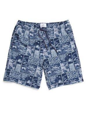 Surfsidesupply 4-way Stretch Wave-print Volley Shorts