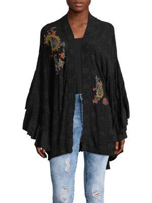 Free People Embroidered Cotton Kimono