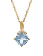Lord & Taylor Aquamarine, Diamond And 14k Yellow Gold Pendant Necklace