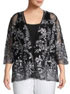 Alex Evenings Plus Plus Two-piece Embroidered Illusion Top & Jacket Set