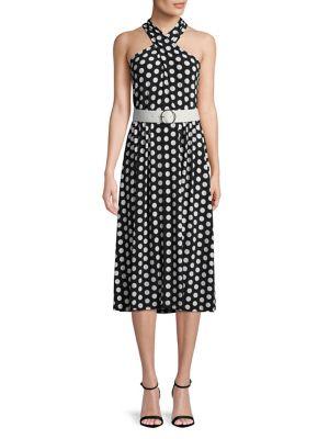 Michael Michael Kors Petite Polka Dot Halterneck Dress