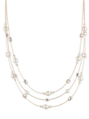 Anne Klein Crystal And Faux Pearl Necklace