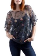 Lucky Brand Woven Slate Floral Top