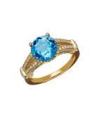 Lord & Taylor Swiss Blue Topaz, Diamond And 14k Yellow Gold Ring, 0.53 Tcw