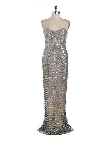 Basix Ii Basix Ii Strapless Beaded Tulle Gown
