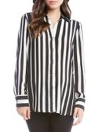 Karen Kane Stripe Side-slit Sheer Button-down Shirt