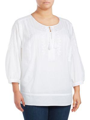 Nydj Embroidered Peasant Top
