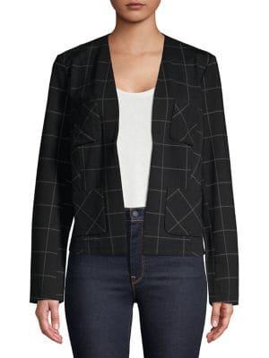 Ellen Tracy Open-front Windowpane Blazer