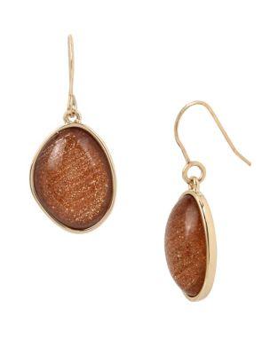 Kenneth Cole New York Textured Metals Large Stone Drop Earrings