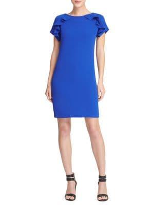Donna Karan Short-sleeve Ruffled Shift Dress