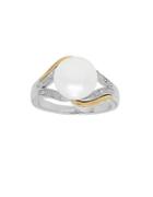 Lord & Taylor Diamond, Freshwater White Pearl And Sterling Silver Ring