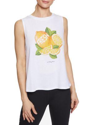 Betsey Johnson Logo Lemon-print Cotton Blend Tank Top