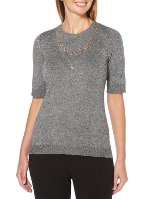 Rafaella Petite Ribbed Embellished Top