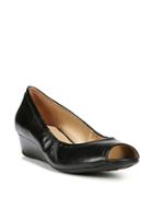 Naturalizer Contrast Leather Wedge Peep Toe Pumps