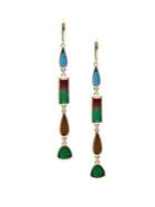 Sole Society Goldtone And Multicolored Glass Stone Linear Drop Earrings