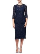 Alex Evenings Plus Two-piece Embellished Lace Cardigan And Shift Dress