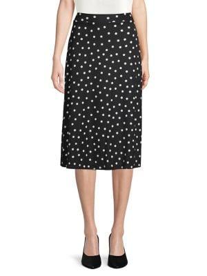 Kasper Polka Dot Midi Skirt