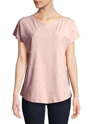 Imnyc Isaac Mizrahi Jewel Neck Pearl Embellishment Dolman Tee