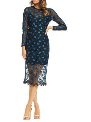 Dress The Population Sophia Illusion Midi Sheath Dress