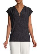 Anne Klein Printed Cap-sleeve Top